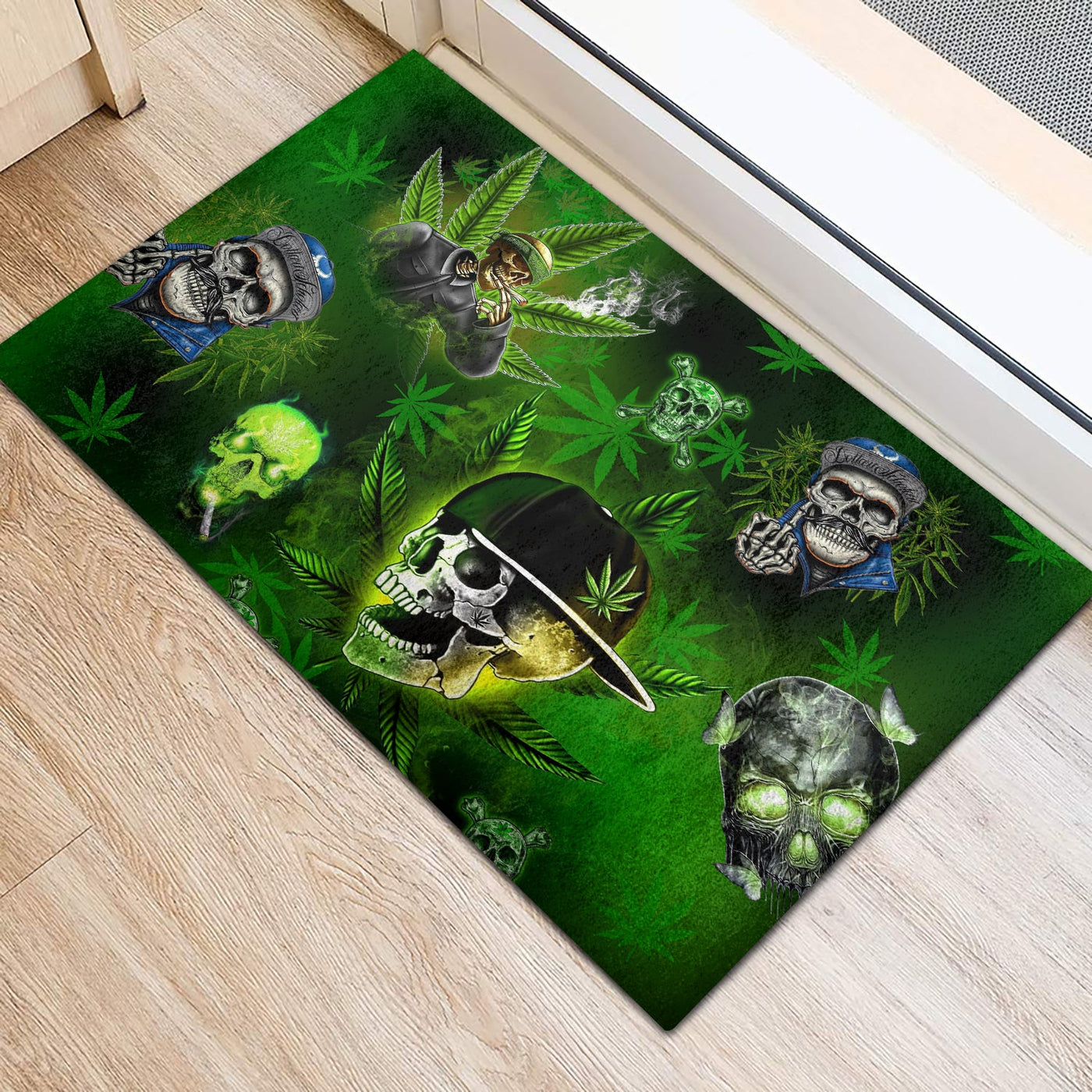 Skull Let's Get High Green - Doormat - Owls Matrix LTD