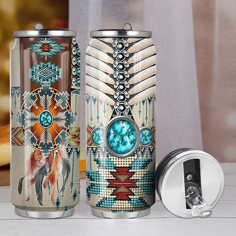 M Native American Classic Style - Soda Can Tumbler - Owls Matrix LTD