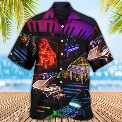 Piano Neon Style Music Lover - Hawaiian Shirt - Owls Matrix LTD