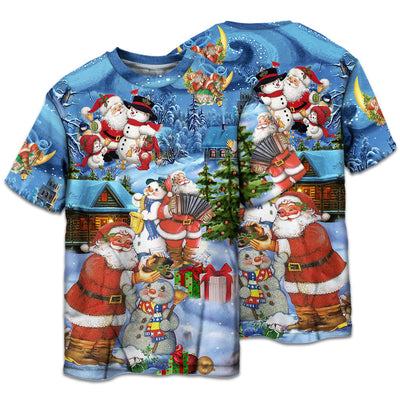 T-shirt / S Christmas Santa And Snowman Best Friends - Pajamas Short Sleeve - Owls Matrix LTD