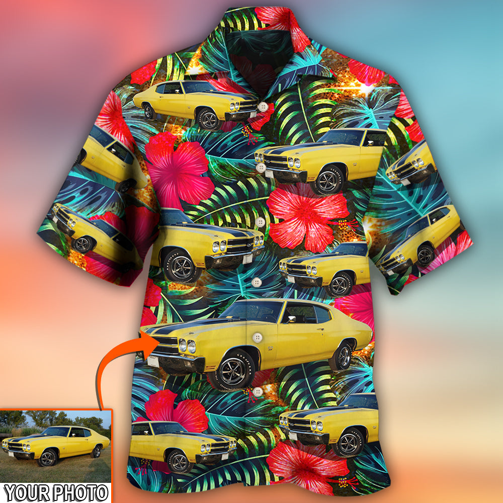 Car Chevelle Car Cool Tropical Flower Custom Photo - Hawaiian Shirt - Owls Matrix LTD