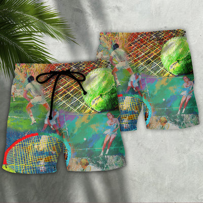 Tennis Colorful Art Style - Beach Short - Owls Matrix LTD