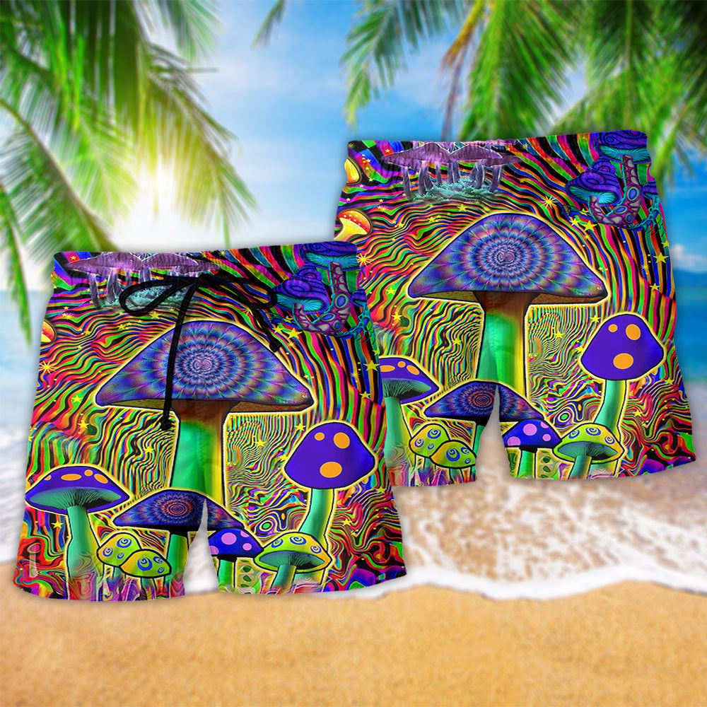 Hippie Mushroom Love Color - Beach Short - Owls Matrix LTD