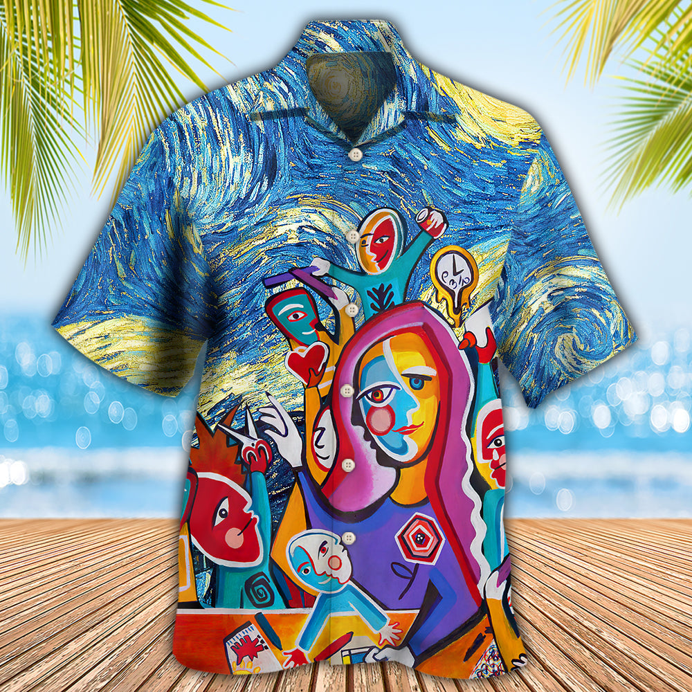 Teacher Art Teacher in Starry Night - Hawaiian Shirt - Owls Matrix LTD