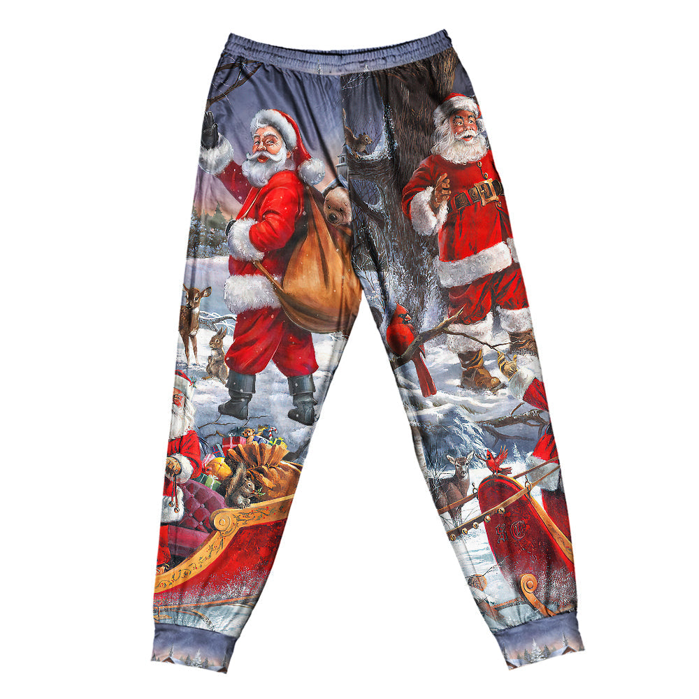 Pants / S Christmas Funny Santa Claus Happy Xmas Is Coming Amazing Art Style High - Pajamas Short Sleeve - Owls Matrix LTD
