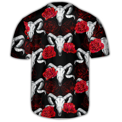 Skull Ram Rose - Baseball Jersey - Owls Matrix LTD