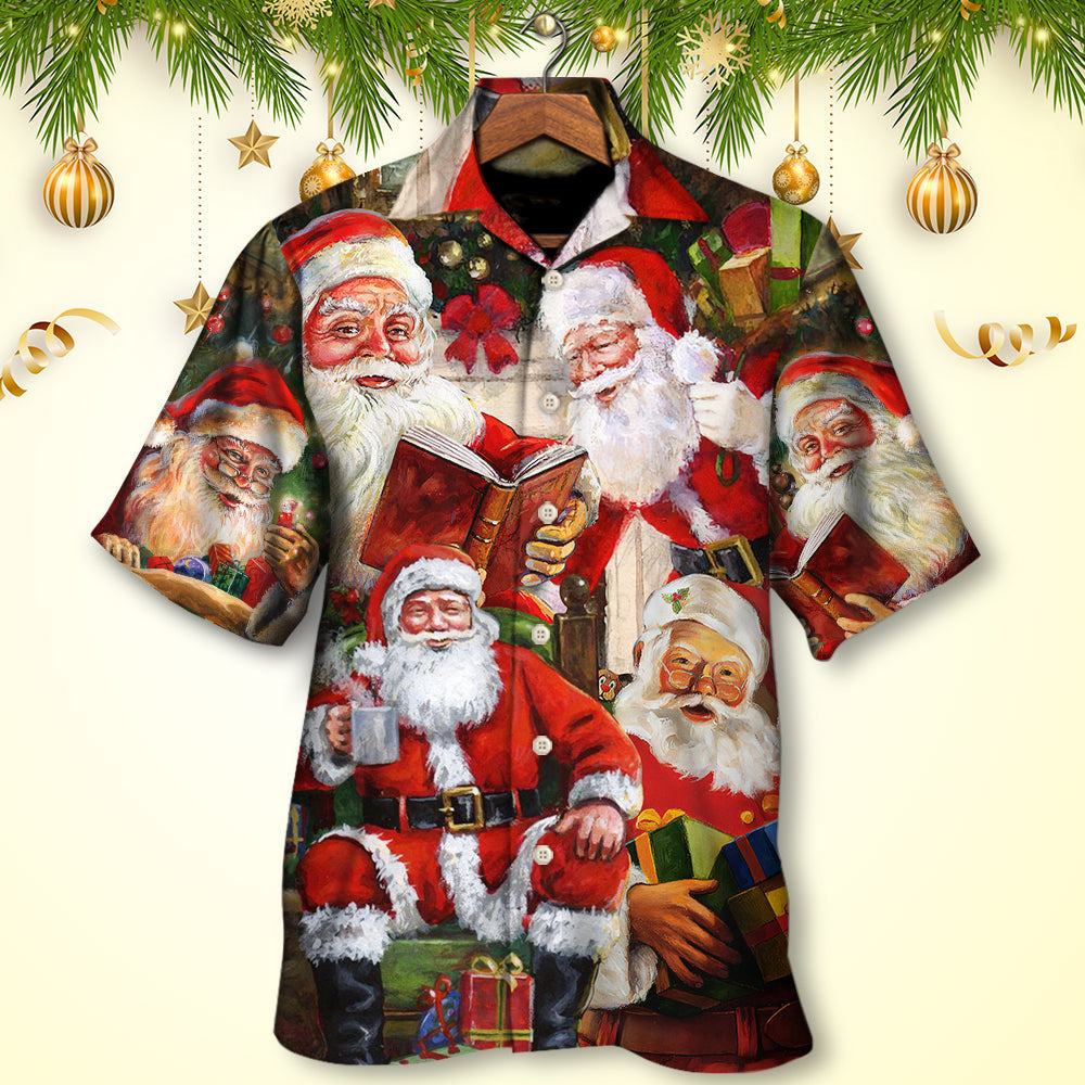 Christmas Santa Claus Story Nights Gift For Xmas Painting Style - Hawaiian Shirt - Owls Matrix LTD