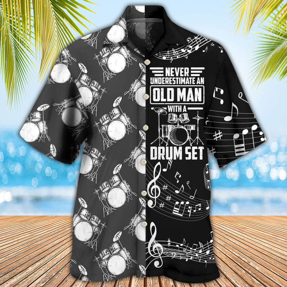 Drum Never Underestmate An Old Man With A Drum Set - Hawaiian Shirt - Owls Matrix LTD