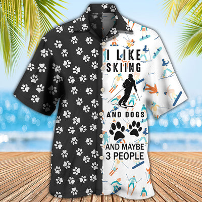 Skiing I Like Skiing And Dogs - Hawaiian Shirt - Owls Matrix LTD