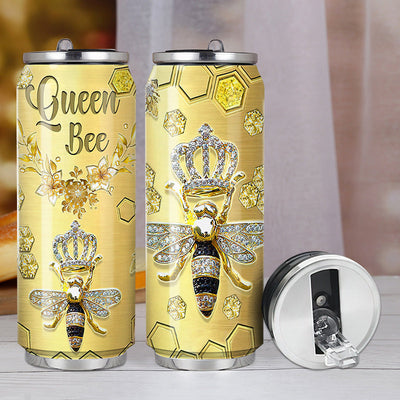 M Bee Queen Bee Jewelry Style - Soda Can Tumbler - Owls Matrix LTD