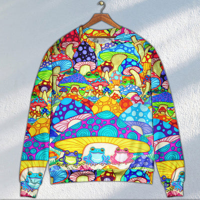 Hippie Frog Mushroom Hippie Colorful Art Peace - Sweater - Ugly Christmas Sweaters - Owls Matrix LTD