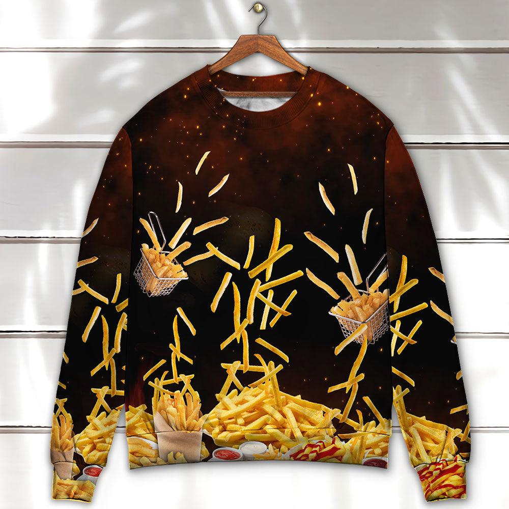 Food French Fries Fast Food Delicious - Sweater - Ugly Christmas Sweaters - Owls Matrix LTD