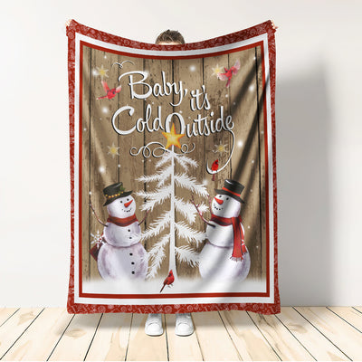 Cardinal Christmas Snowman Baby It'Cold Outside - Flannel Blanket - Owls Matrix LTD