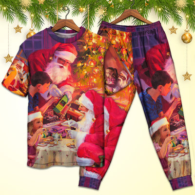 Christmas Santa Claus Story Light Art Style - Pajamas Short Sleeve - Owls Matrix LTD