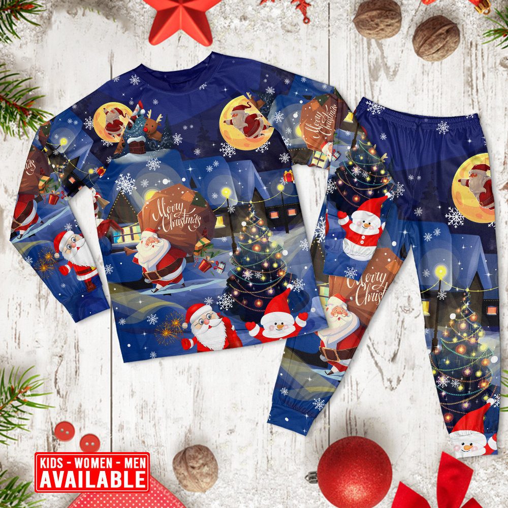 Christmas Love Santa And Gifts - Pajamas Long Sleeve - Owls Matrix LTD