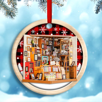 Bookstore Christmas A Book Is A Dream That You Hold In Your Hands Custom Photo Personalized - Circle Ornament - Owls Matrix LTD