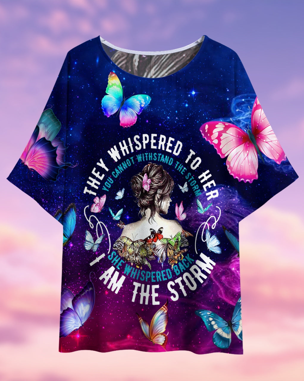 Hippie They Whispered To Her You Cannot Withstand The Storm - Women's T-shirt With Bat Sleeve - Owls Matrix LTD