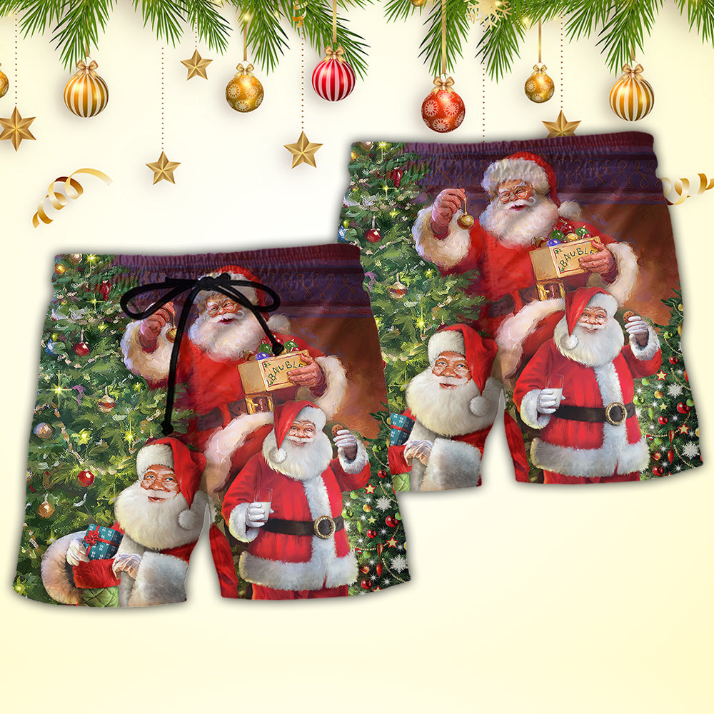 Christmas Funny Santa Claus Gift For Xmas So Happy - Beach Short - Owls Matrix LTD