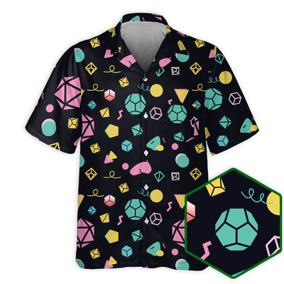 DnD Dice Neon Color Pattern - Hawaiian Shirt - Owls Matrix LTD