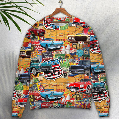 Car Vintage Route 66 Road - Sweater - Ugly Christmas Sweaters - Owls Matrix LTD