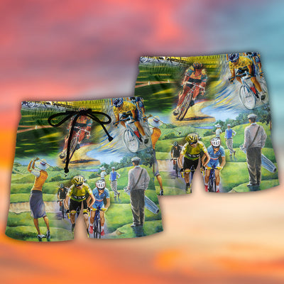 Cycling And Golf Lover Abstract Painting - Beach Short - Owls Matrix LTD