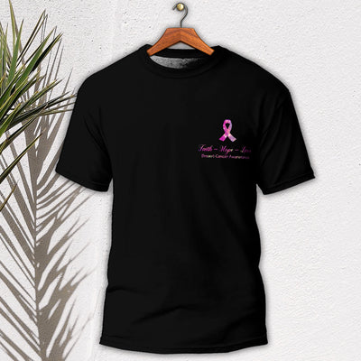 Breast Cancer Awareness Faith Hope Love Breast Cancer Awareness - Round Neck T-shirt - Owls Matrix LTD