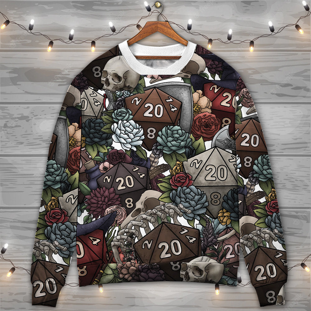 D20 Dice Dark Vibe - Sweater - Ugly Christmas Sweaters - Owls Matrix LTD