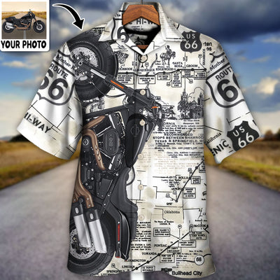Motorcycle Biker Happy Ride No Road Is To Long Custom Photo - Hawaiian Shirt - Owls Matrix LTD