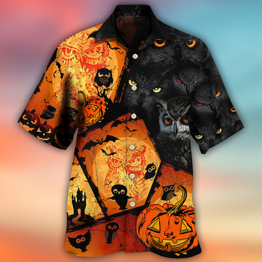 Halloween Owl Pumpkin Scary - Hawaiian Shirt - Owls Matrix LTD