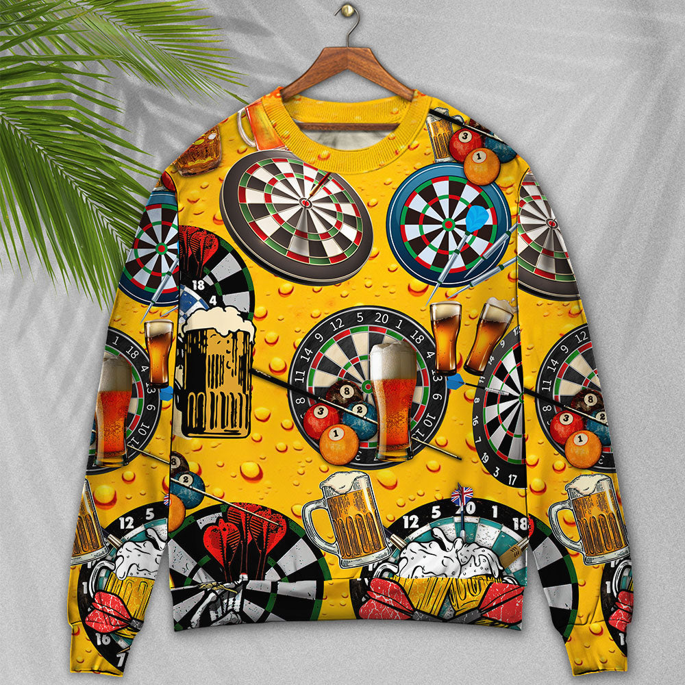 Dart And Beer Love Life Stle - Sweater - Ugly Christmas Sweaters - Owls Matrix LTD