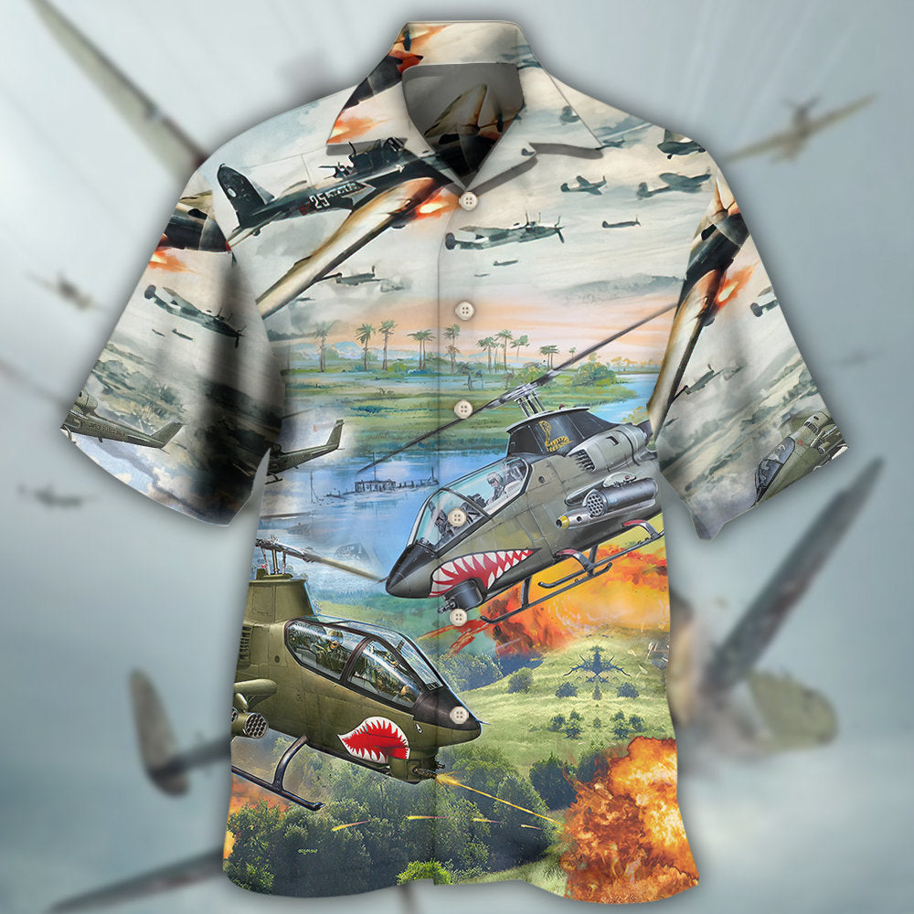 Combat Aircraft Military Planes - Hawaiian Shirt - Owls Matrix LTD