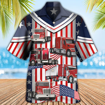 Truck USA Flag Trucker - Hawaiian Shirt - Owls Matrix LTD