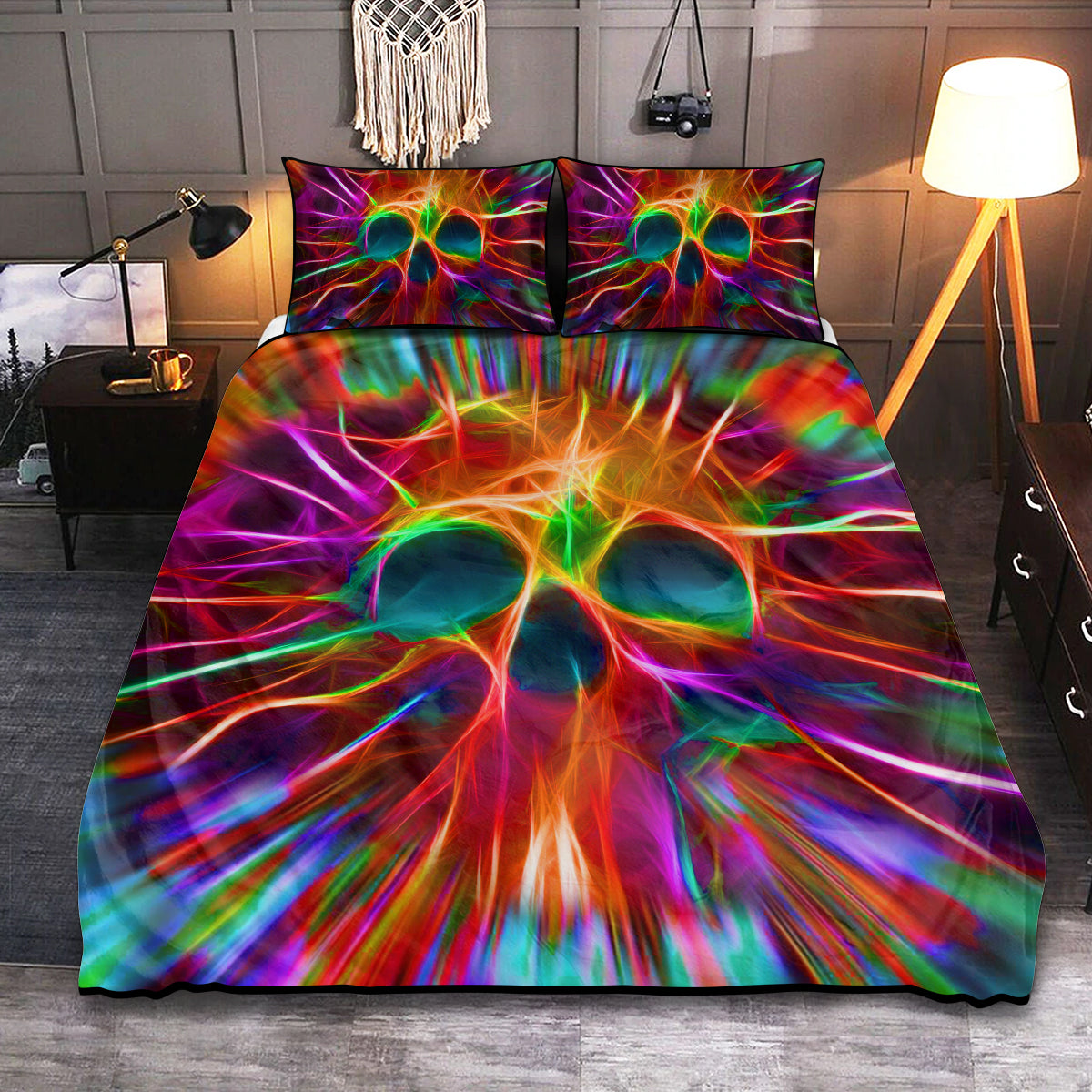 Skull Rainbow Color Love Cool Style - Bedding Cover - Owls Matrix LTD
