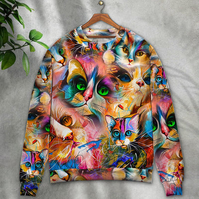 Cat Art Lover Cat Colorful Mixer Style - Sweater - Ugly Christmas Sweaters - Owls Matrix LTD