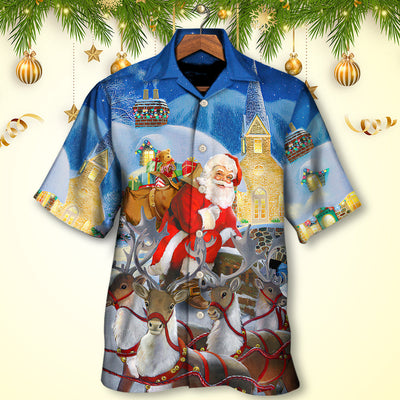 Christmas Santa Claus Reindeer Gift For Xmas Art Style - Hawaiian Shirt - Owls Matrix LTD