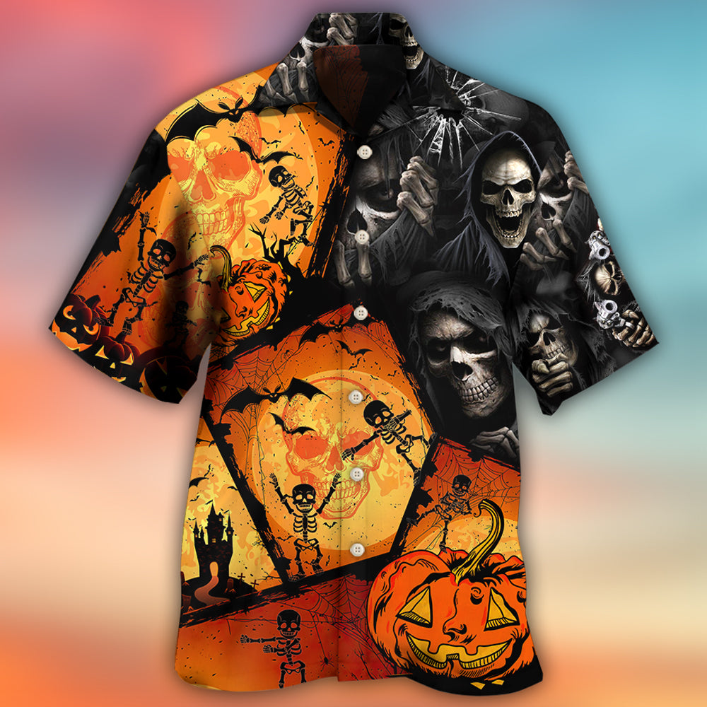 Halloween Skull Pumpkin Scary - Hawaiian Shirt - Owls Matrix LTD