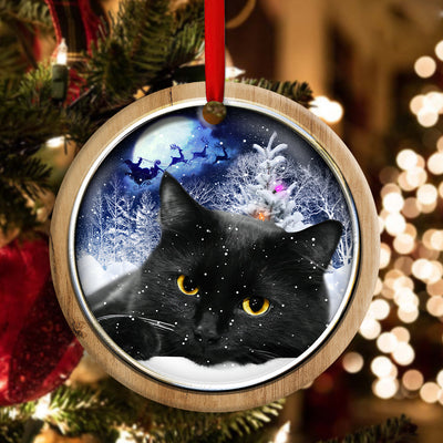 Christmas Black Cat Love Xmas Light Decor Tree Hanging - Circle Ornament - Owls Matrix LTD