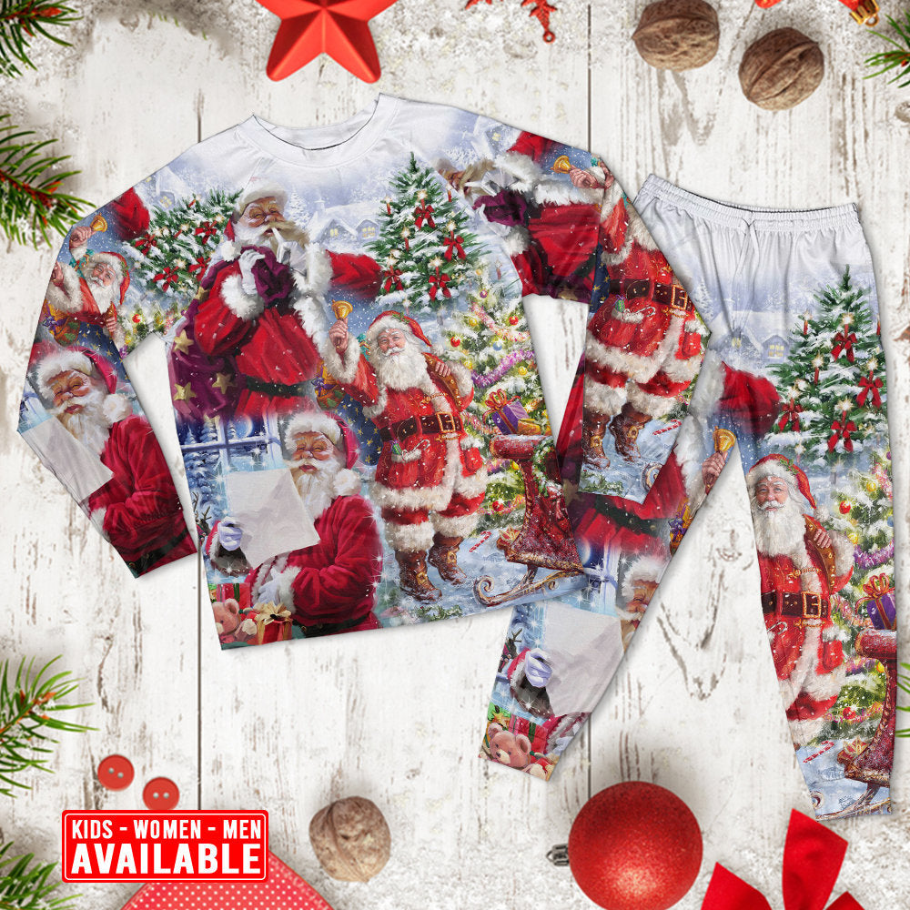 Christmas Santa Claus Is Coming To Town - Pajamas Long Sleeve - Owls Matrix LTD
