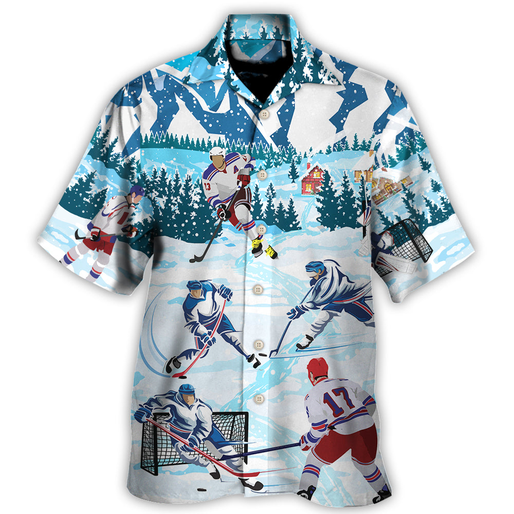 Hawaiian Shirt / Adults / S Ice Hockey Lover Cool Sport - Hawaiian Shirt - Owls Matrix LTD