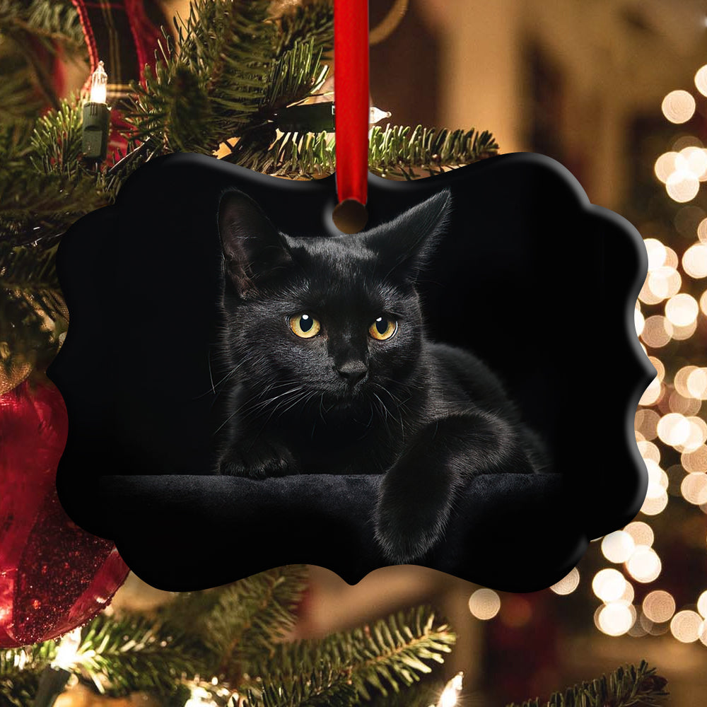 Black Cat Lover Kitty - Horizontal Ornament - Owls Matrix LTD