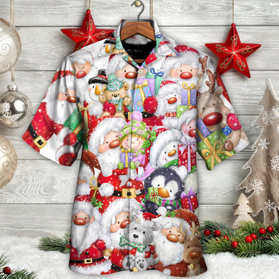 Christmas Santa And Friends Happy Together - Hawaiian Shirt - Owls Matrix LTD