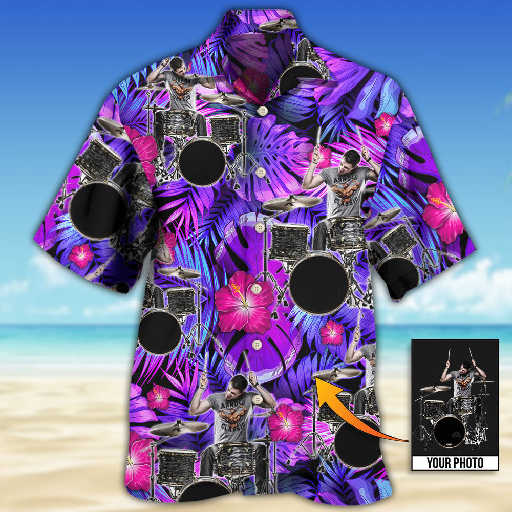 Drum Purple Tropical Style Custom Photo - Hawaiian Shirt - Owls Matrix LTD