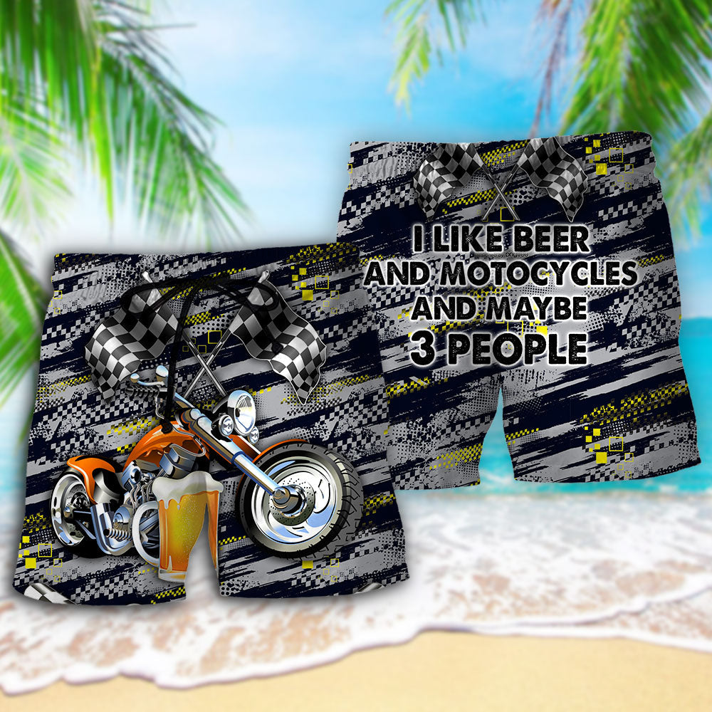 Beer I Like Beer And Motocycles And Maybe 3 People - Beach Short - Owls Matrix LTD