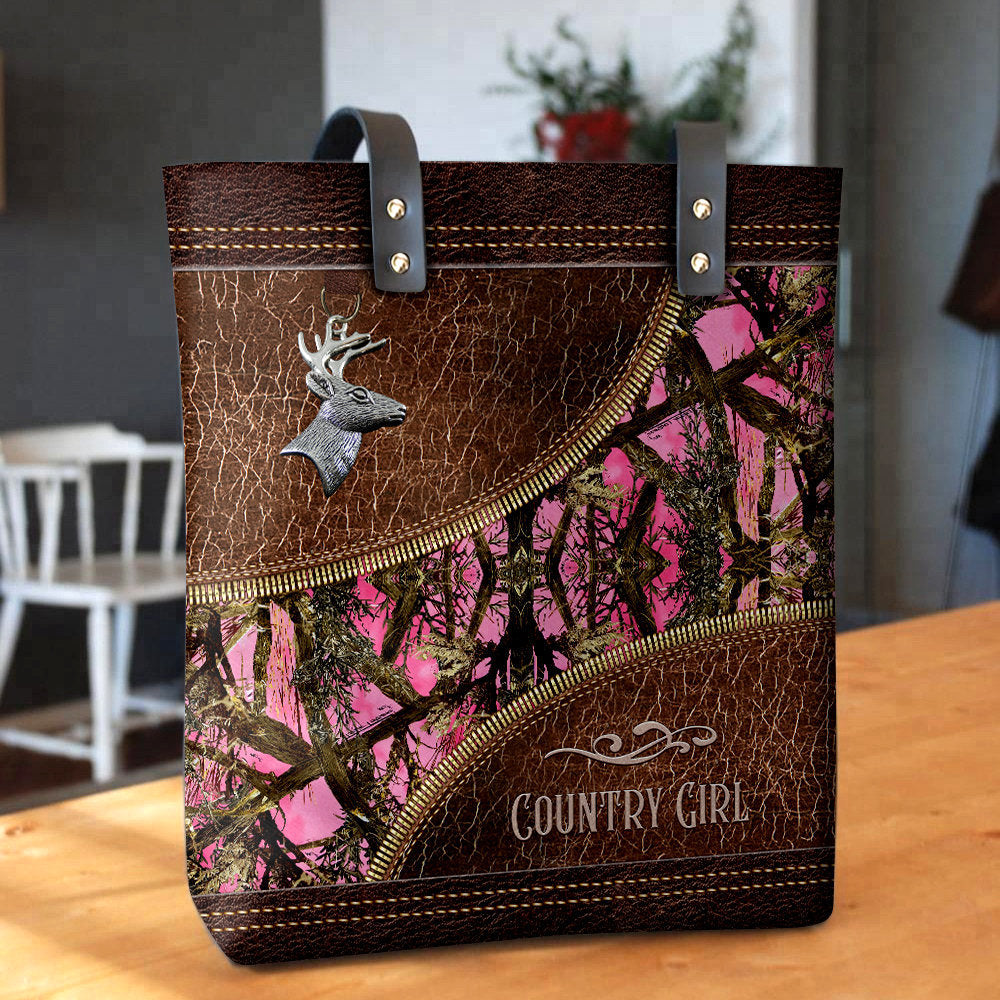 Hunting Leather Pink Country Girl - Leather Hand Bag - Owls Matrix LTD