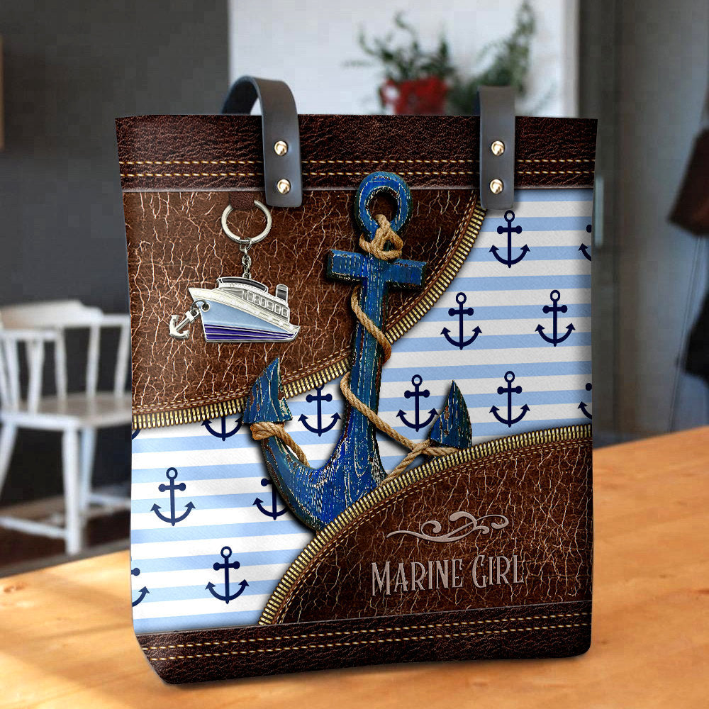Anchor Marine Girl Boat Anchor Leather Vintage Style - Leather Hand Bag - Owls Matrix LTD
