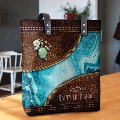 Turtle Salty Lil Beach - Leather Hand Bag - Owls Matrix LTD