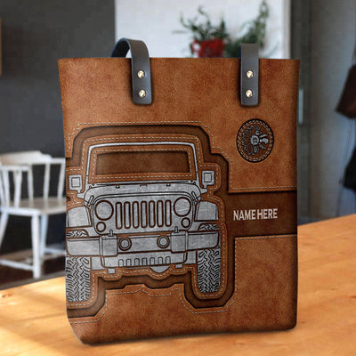 Jeep - Real Women Drive Their Own Jeeps Personalized - Leather Hand Bag - Owls Matrix LTD