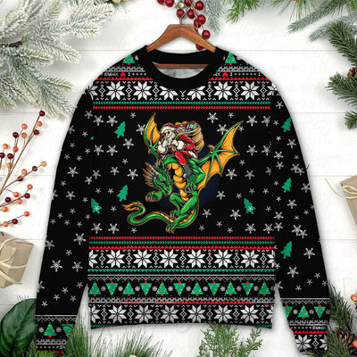 Christmas Santa Claus With Dragon - Sweater - Ugly Christmas Sweaters - Owls Matrix LTD