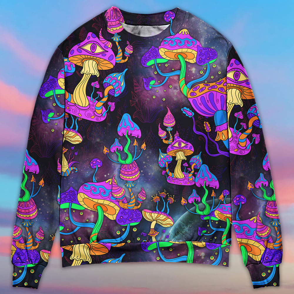 Hippie Mushroom Hippie Life Lover - Sweater - Ugly Christmas Sweaters - Owls Matrix LTD