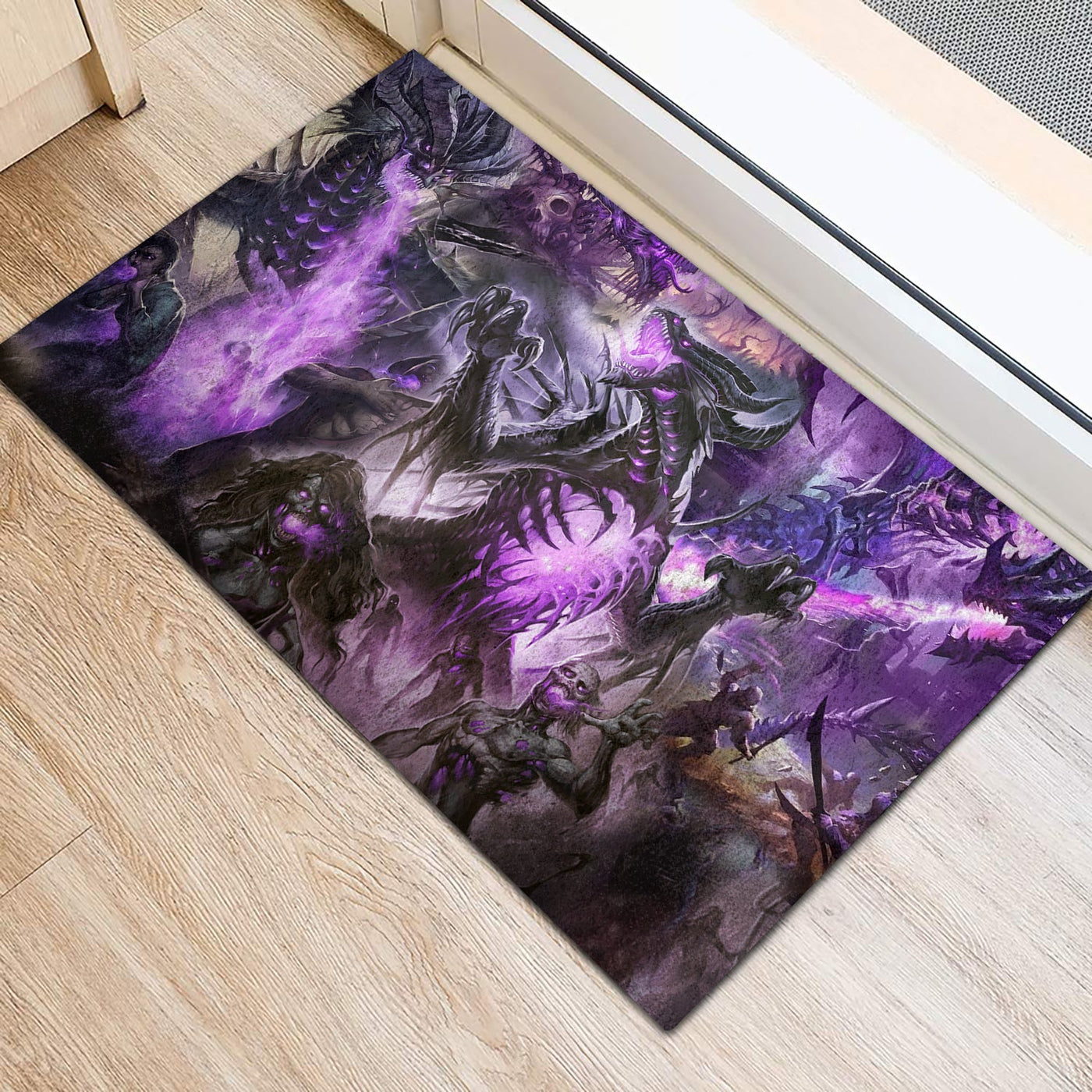 Skull Dragon Love Life Purple - Doormat - Owls Matrix LTD